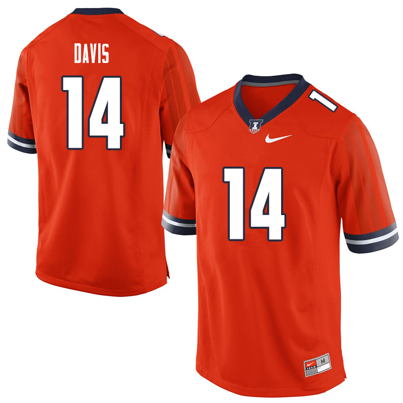 Men #14 Drake Davis Illinois Fighting Illini College Football Jerseys Sale-Orange